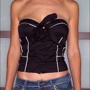 Strapless tube top with straps in front.